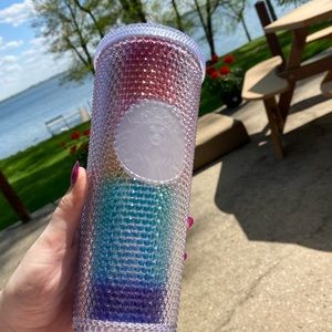 Rainbow studded Starbucks tumbler Venti size